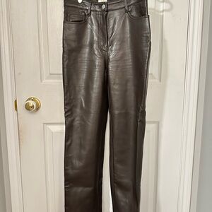 Wilfred Chocolate Leather Straight Leg Pants